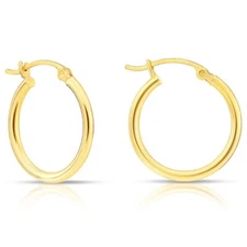 14K Solid Yellow Gold Shiny Polished Round Chunky Hoop Earrings 20mm 25mm 30mm