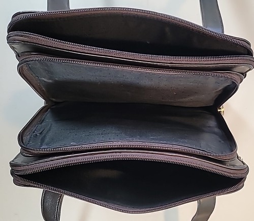 Jennifer Moore Dark Brown Double Handles Shoulder Handbag Purse - Picture 8 of 9