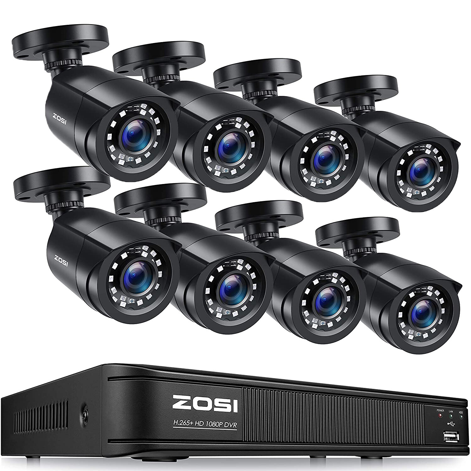 ZOSI 8CH 1080P DVR 2MP Home Security Surveillance Camera System CCTV 24/7 Record