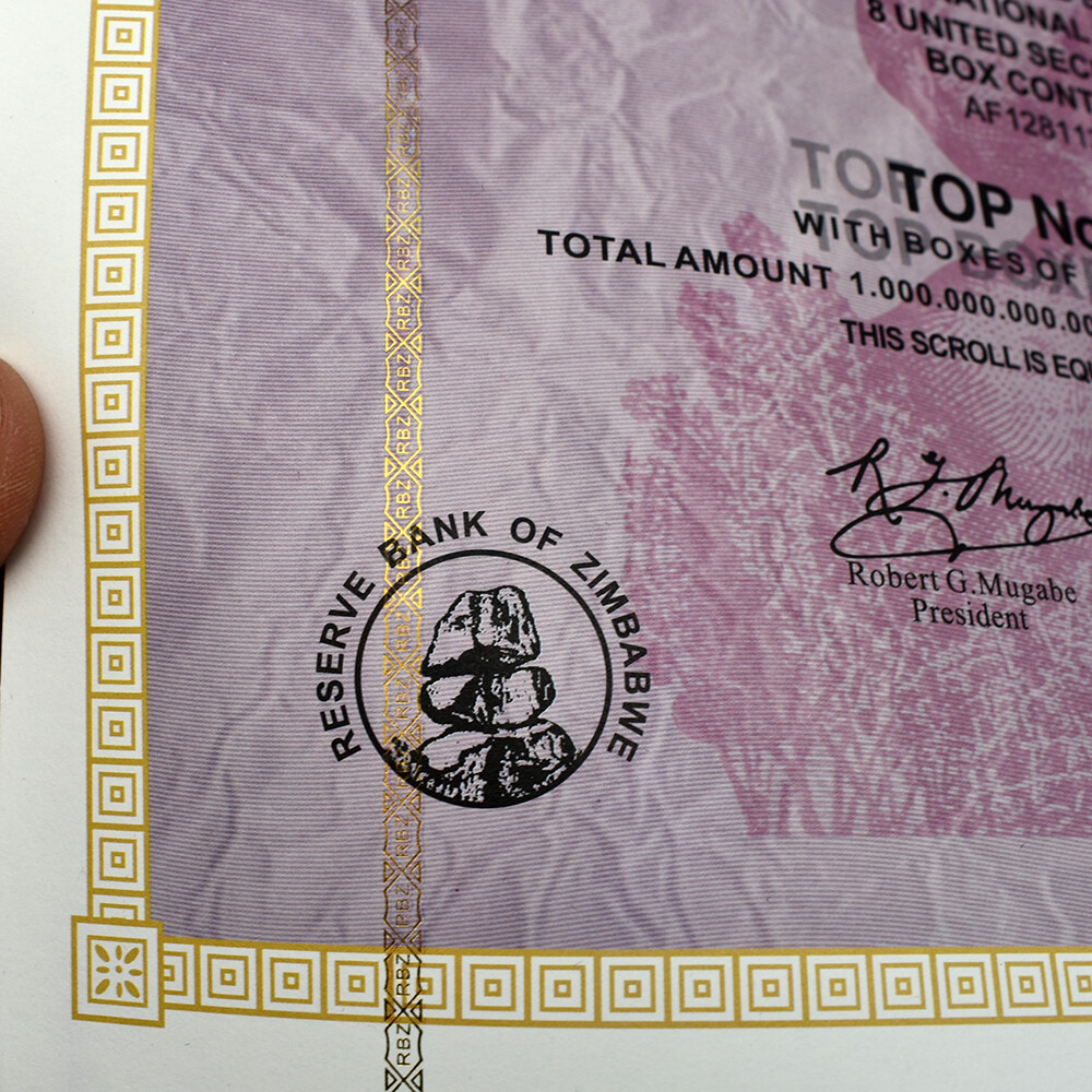 100pcs Zimbabwe Top Nonillon Containers 54 Zeros Paper Money and 30pcs