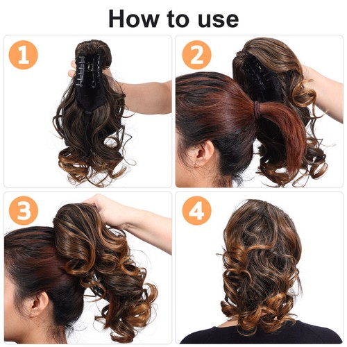 High Ponytail Wig Curly Closure Human Hair Faux Hairpiece Woman Miss - Picture 4 of 11
