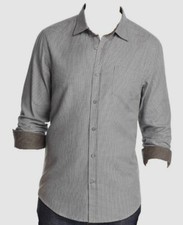  298 Bloomingdale's Men Gray Check Long-Sleeve Flannel Button-Down Shirt Size L