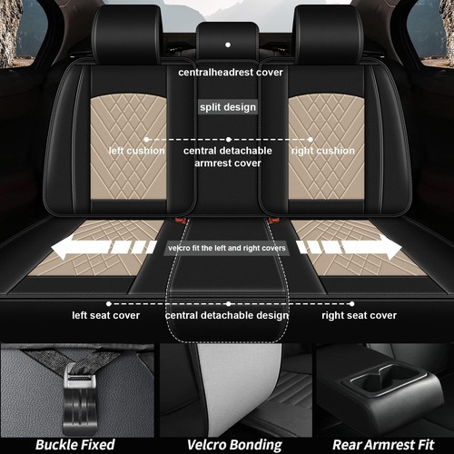 Full Set For FORD Escape 2007-2025 Car 5 Seat Covers Microfiber Leather Beige - Bild 2 von 8