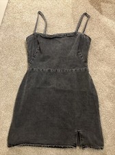 ASOS Denim mini Dress Strappy sleeveless Black Size 8