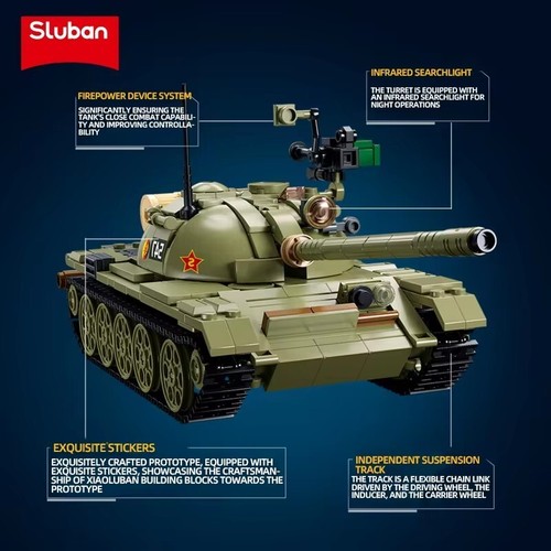 Sluban 604PCS ARMY T-54S Medium Tank Model Bricks WW2 Tank Weapon Building Block - Picture 4 of 7