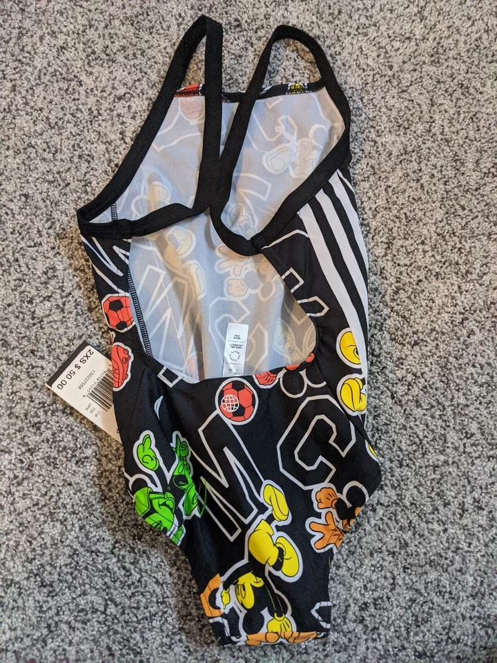 Nuevo con etiquetas Traje de baño Adidas Niñas Disney Mickey Mouse, Talla extra extra pequeña 2XS Foto 2 de 3
