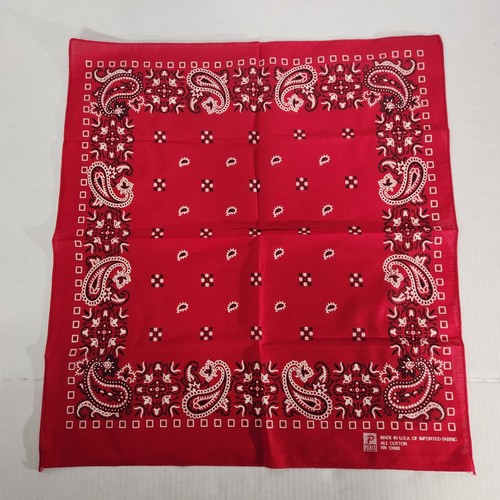 Paris Cotton Bandana Napkin Handkerchief Classic Paisley Red 13960 USA Vtg 20in - Picture 2 of 5