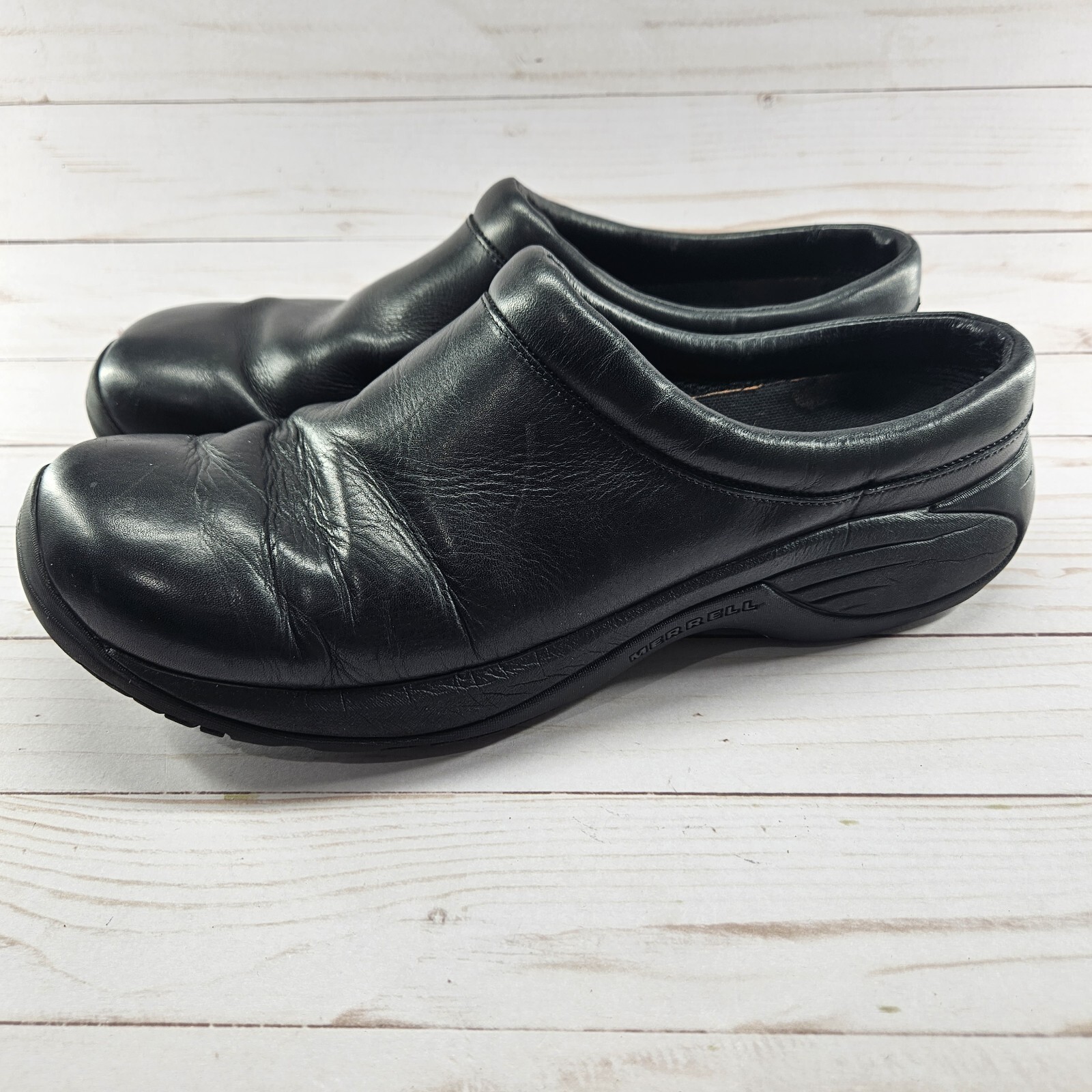 Merrell Encore Gust zoccoli mulo in pelle da uomo taglia 12 nero J66171