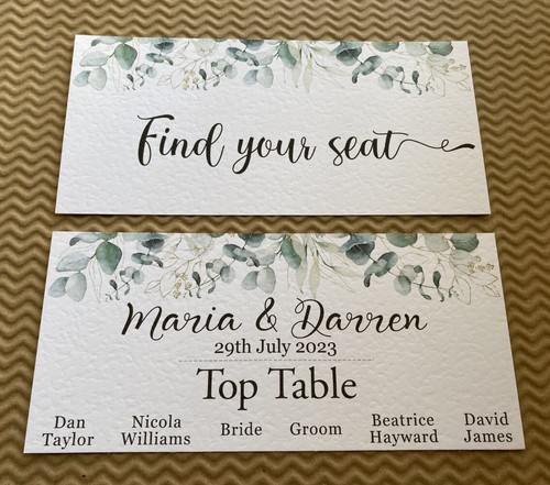 Hoja de eucalipto verde MESA PLAN HÁGALO USTED MISMO número de tarjeta asiento borde follaje boda - Imagen 3 de 9