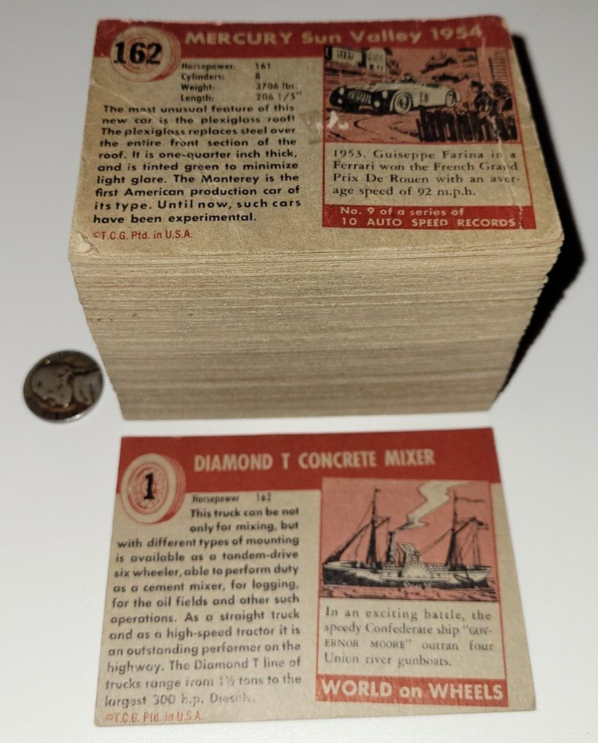 1954 WORLD ON WHEELS Trading CARD SET 118 / 180 NM + Case TOPPS