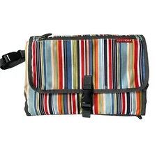 Skip Hop diaper bag on-the-go changing pad multicolored stripe gray trim