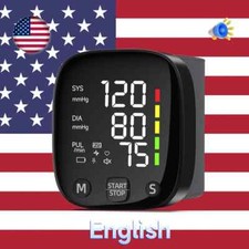 New LED Wrist Blood Pressure Monitor Rechargeable English Voice Broadcast