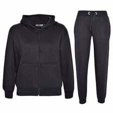 Adults Mens Black Plain Tracksuit Hoodie Sweatpants Casual Gents Gym Exercise