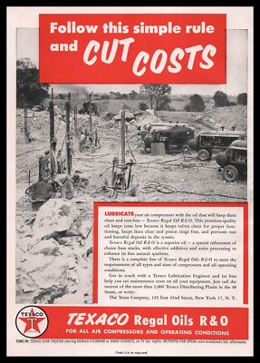1955 Texaco Regal Oils R&O Texas Company Oilfield Air Compressors Photo Print Ad