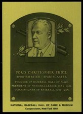 Ford Frick Rare 1981-89 Hall of Fame Plaque Metallic Card