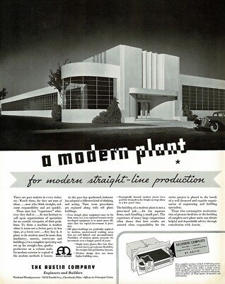 1930s BIG Original Vintage Art Deco Streamline Moderne Building Art Print Ad b