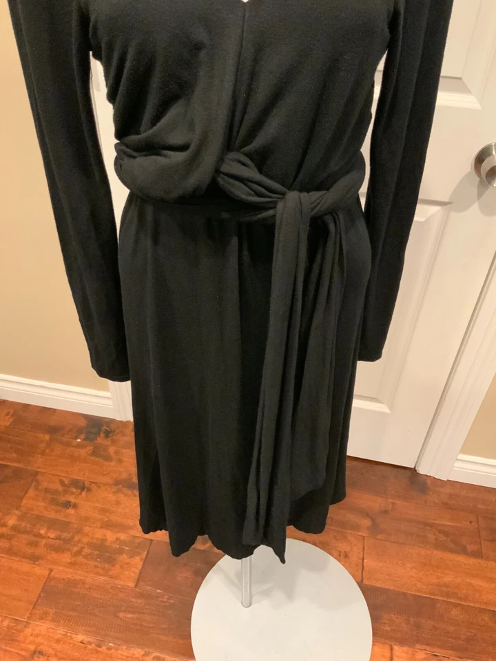 Ralph Lauren Black Label V-Neck Black Long Sleeve Dress, Size Large - Image 3 of 4