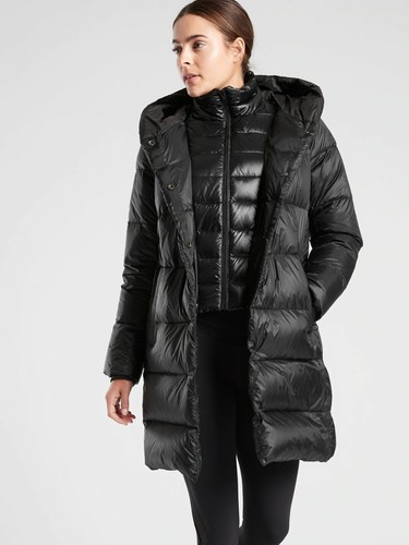 NWT Athleta Lofty Down Coat, Black SIZE 