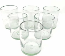 Hand Blown Mexican Drinking Glasses – Six Natural Clear Tumbler Glasses (10oz)