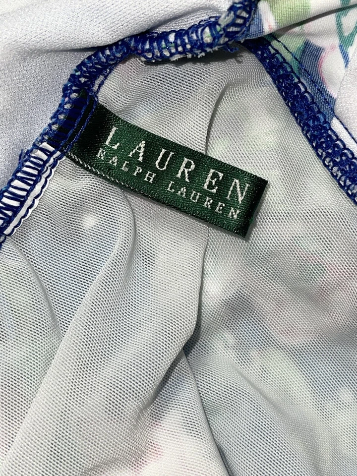 Traje de baño de una pieza Lauren Ralph Lauren azul cachemir estampado floral cuello en V talla L Foto 4 de 4