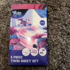 Trolls World Tour Twin Sheet Set Poppy with Pillowcase 3 Piece set New