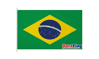BRASILIEN 5X3 HOCHWERTIGE FAHNE (150cm X 90cm) DURAFLAG mit CLIPS / HAKEN
