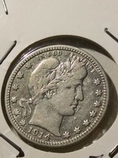 1914 Barbery US Quarter Dollar Silver Mint Denver,Excellent
