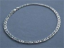 10" ANKLE BRACELET ITALIAN STERLING SILVER MARINA STYLE 3mm ITALY 925