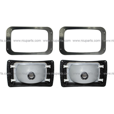 2 Set Headlight with Plastic Bezel Black (Fit: 1991-2004