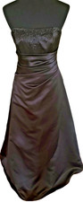 Davids Bridal Black Satin Strapless Beaded Long Maxi Dress Size 4 w/ Under Layer