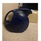 Fiesta Cobalt Blue Ceramic Pitcher Glossy Pottery with Handle Solid Round Shape