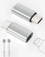 2 Pack Lighting to USB C Adapter for iPhone 15/16/16 Pro/16 2 Pack, Silver