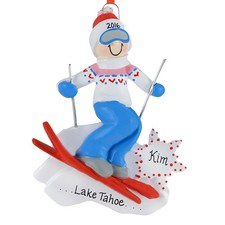 Ski Action Girl Personalized Christmas Tree Ornament