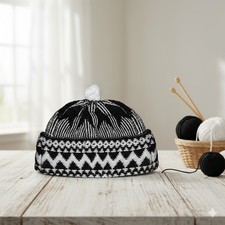 Men  s Black Knit Beanie Hat Skullcap   Warm Stretch Soft Cuffed Cap for Cold