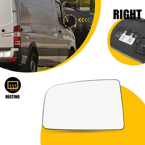 Right Door Side Mirror Glass Heated For Mercedes-Benz Sprinter 2500 3500 2010-18