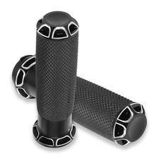 Motorcycle Black Hand Grips - 1 Inch Handlebar Grips Universal Black Street G...