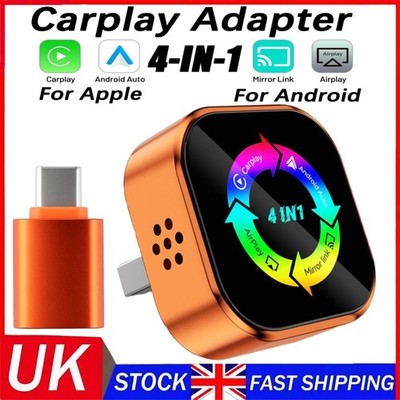 4-in-1 Wireless CarPlay Android Auto MirrorLink Adapter BT WiFi USB Plug & Play