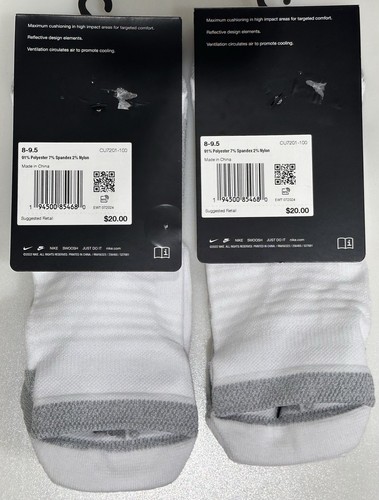 2- Nike Spark Cushioned Dri-Fit No Show Wmn 9.5-11 Men 8-9.5 CU7201-100 - Picture 2 of 2