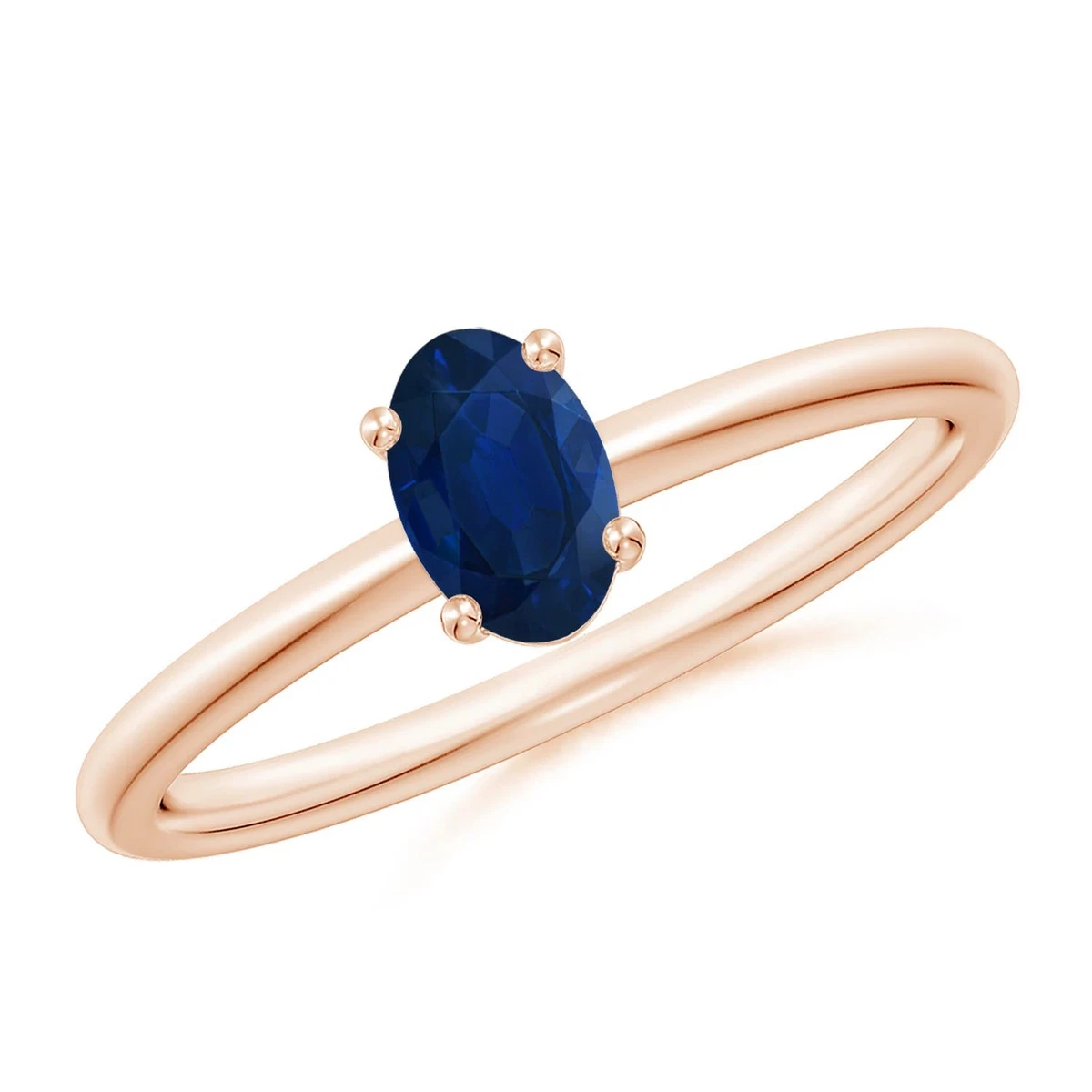 Anillo de promesa de zafiro azul ovalado solitario natural de 0,6 quilates...