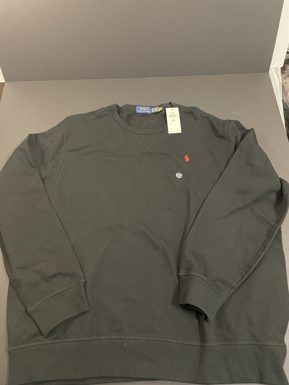 Nuovo Polo Ralph Lauren Maglione Uomo 2XL XXL Felpa Nero Rosso Pony Pullover