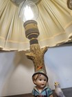 M I Hummel Table Lamp Boy Sitting On Fence Bird Original Shade Tested! — photo 5