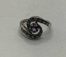 Sterling Silver Ring with Purple Stone Marcasite Size 5