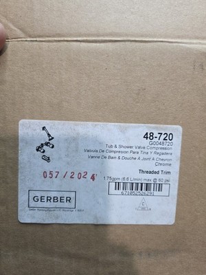 Gerber 48-720 Tub & Shower Valve Compression Threaded Trim Chrome 1.75 GPM