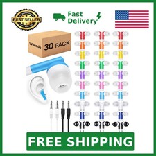 Kids Earbuds Bulk 30 Pack for School Classroom, Wholesale Wired Multi Color i...