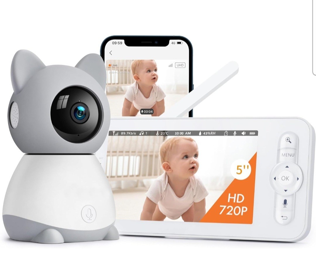 1080P Video Baby Monitor 5 Inch Camera Audio