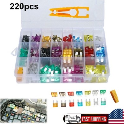 220Pcs Car Fuses Assortment Kit Blade Fuse Automobile Fuses for Car Truck Ship