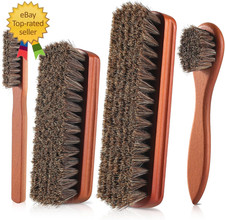 4 Pcs Shoe Brush, Boot Brush, Horse Hair Brush for Leather, Shoe Polish Brush, P
