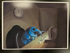 Blue weevil at the computer - By Nathiola - A4 Print - 265gsm Satin Paper