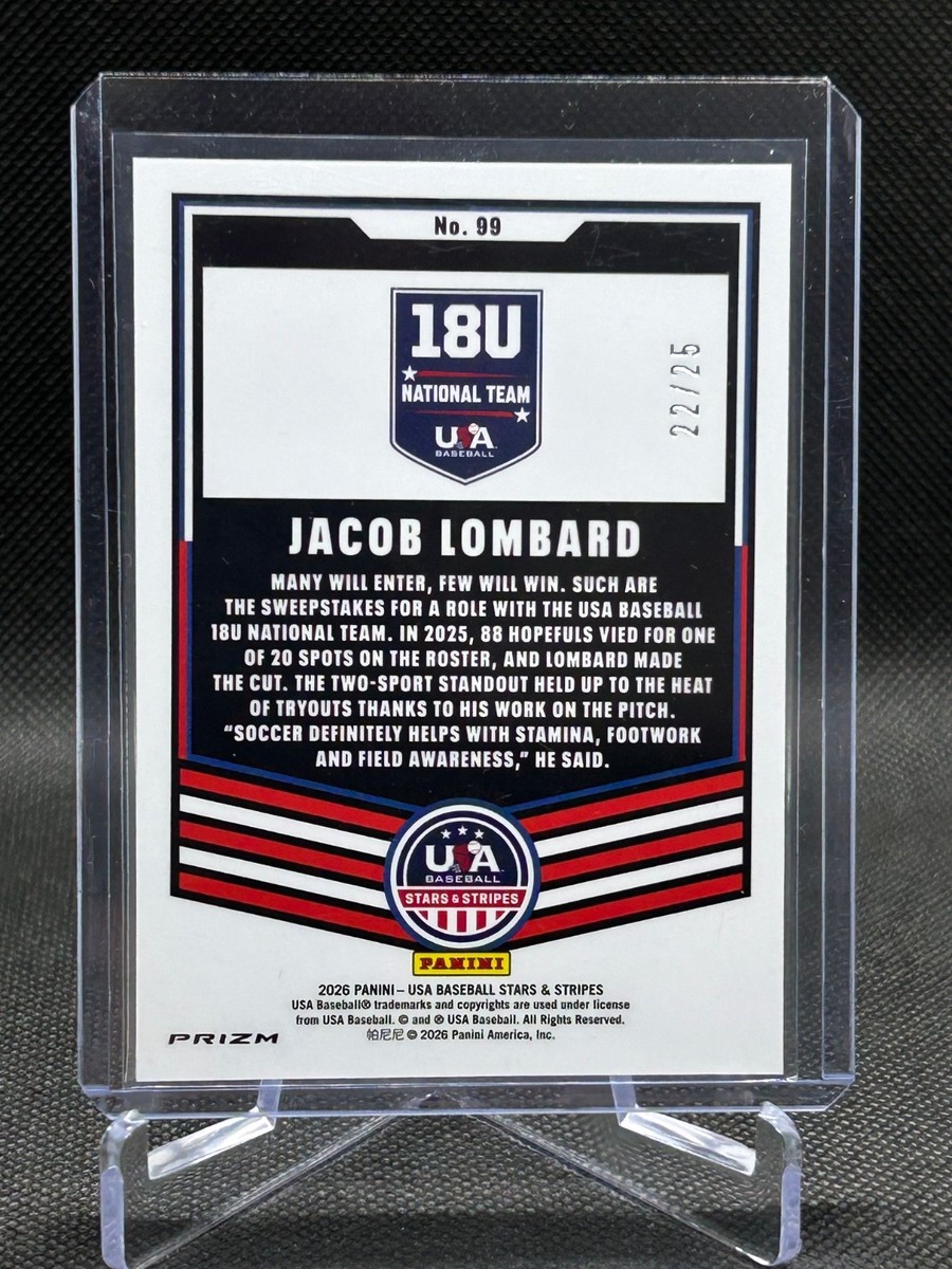 Jacob Lombard 2026 Panini USA Stars & Stripes Prizm CRACKED ICE 22