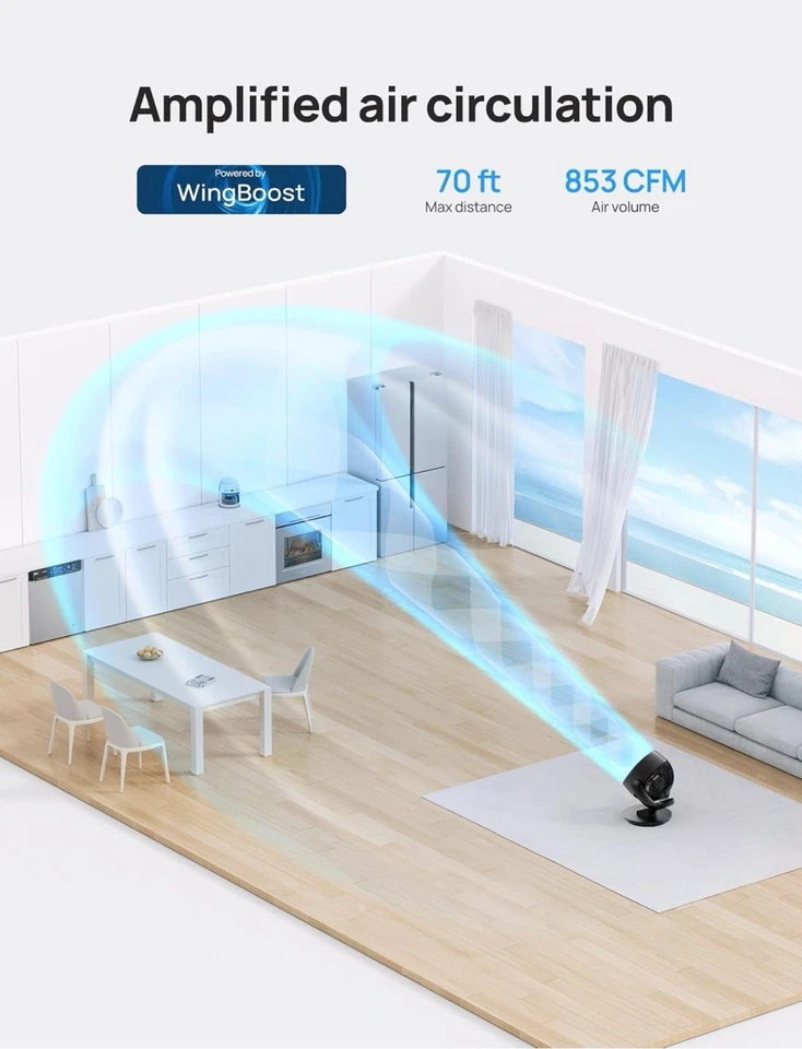 Dreo Desk Fans for Bedroom, 13" Oscillating Air Circulator Table Fan with Remote - Image 2 of 4